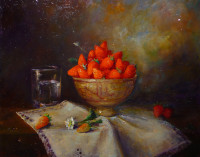 Bol de Gariguettes - Huile sur toile 41x33
